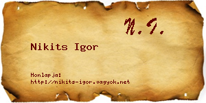 Nikits Igor névjegykártya